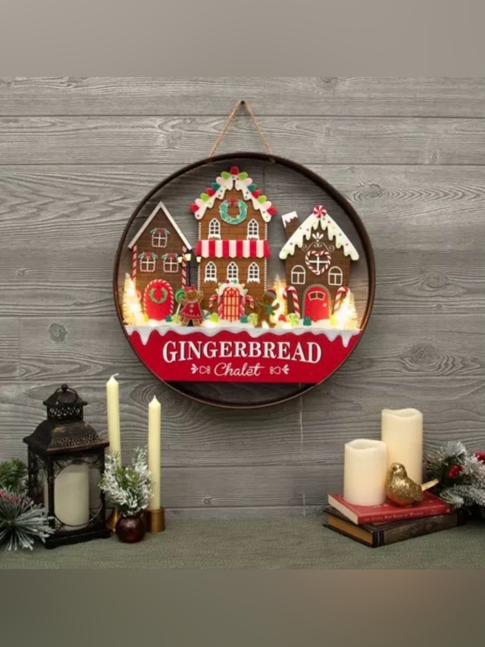 Gingerbread Chalet Light Up Wood Wall Decor Gingerbread Chalet Wall Hanging - R